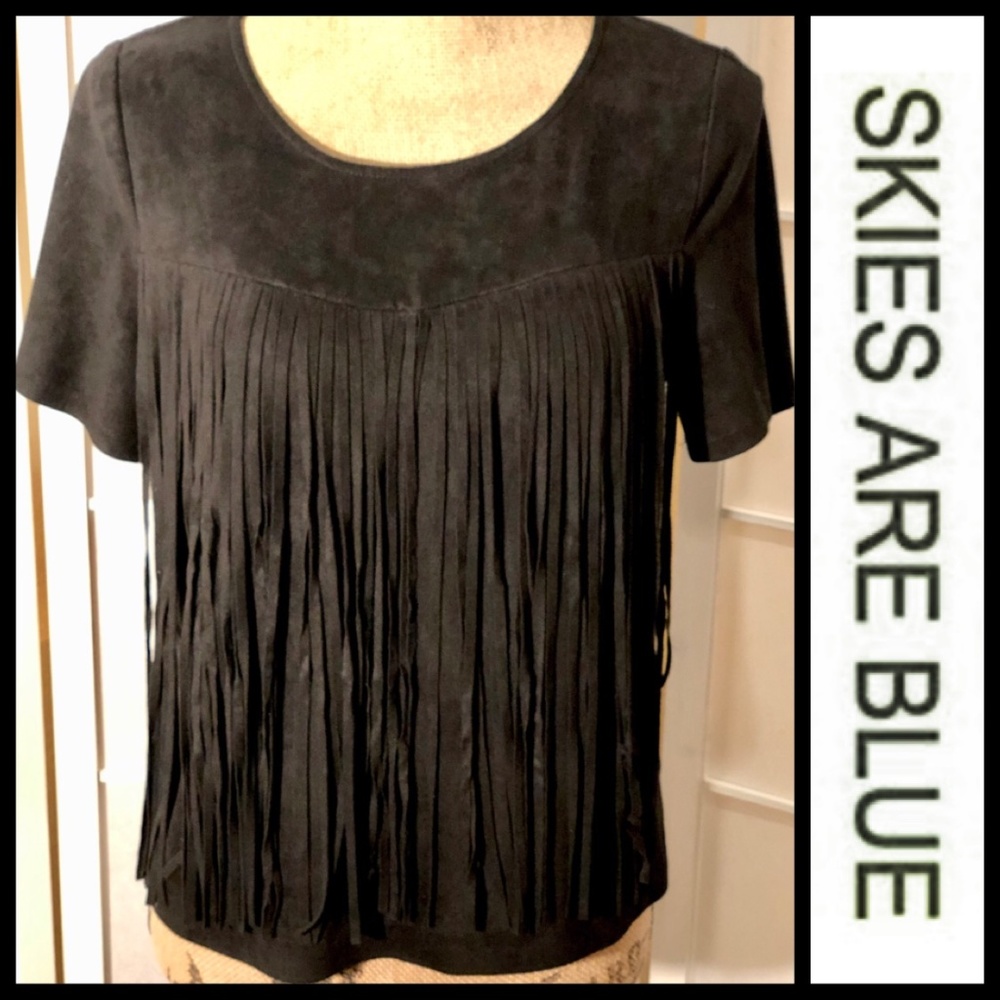 Skies are Blue- Stitch Fix Suede Fringe Top